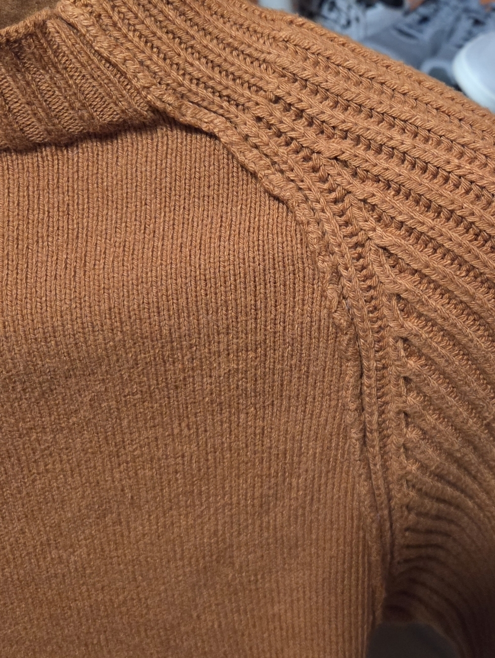 Anthropologie Maeve Mock-Neck Raglan Ribbed Sleeve Pullover Sweater Brown XXS - Picture 3 of 5